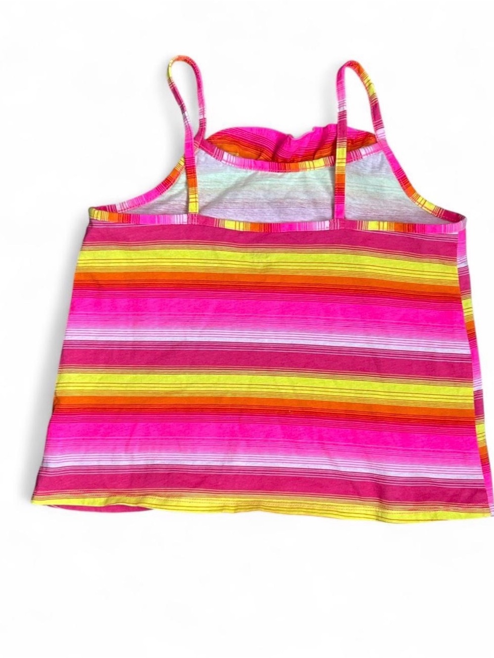 Striped Pink & Yellow Ruffle Tank Top - Picture 6 of 8